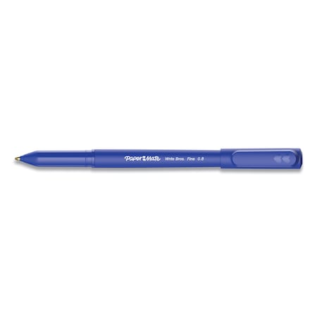 PAPER MATE Write Bros. Ballpoint Pen, Stick, Fine 0.8 mm, Blue Ink, Blue Barrel, PK12 PK 2124512